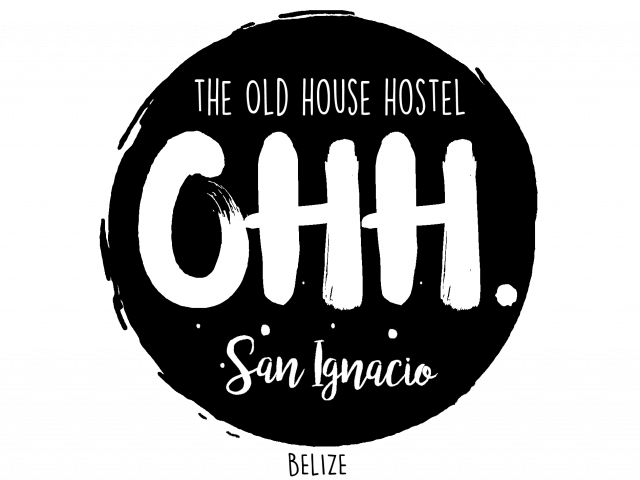 logo old house hostel belize black&white